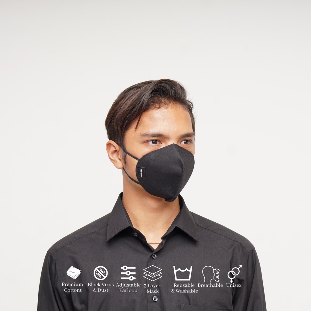 MUSHA KN95 Mask | Masker Kain 3 Ply Earloop