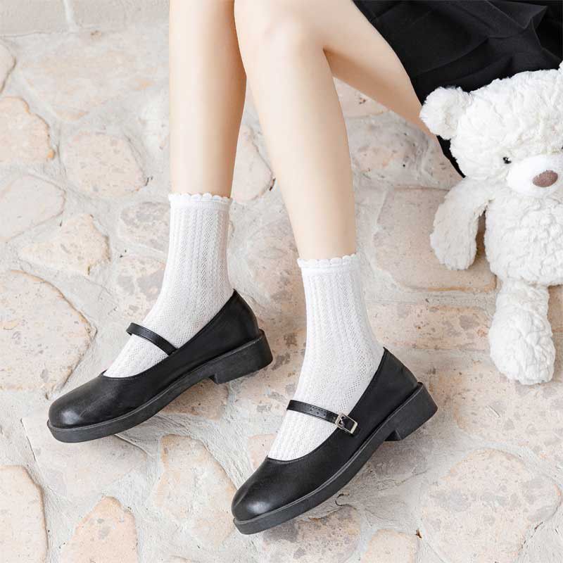 KAKOS KAKI LOLITA IMPORT BASIC WHITE SOCKS WAMITA RAJUT COTTON MENERAP MUSIM PANAS KK-44