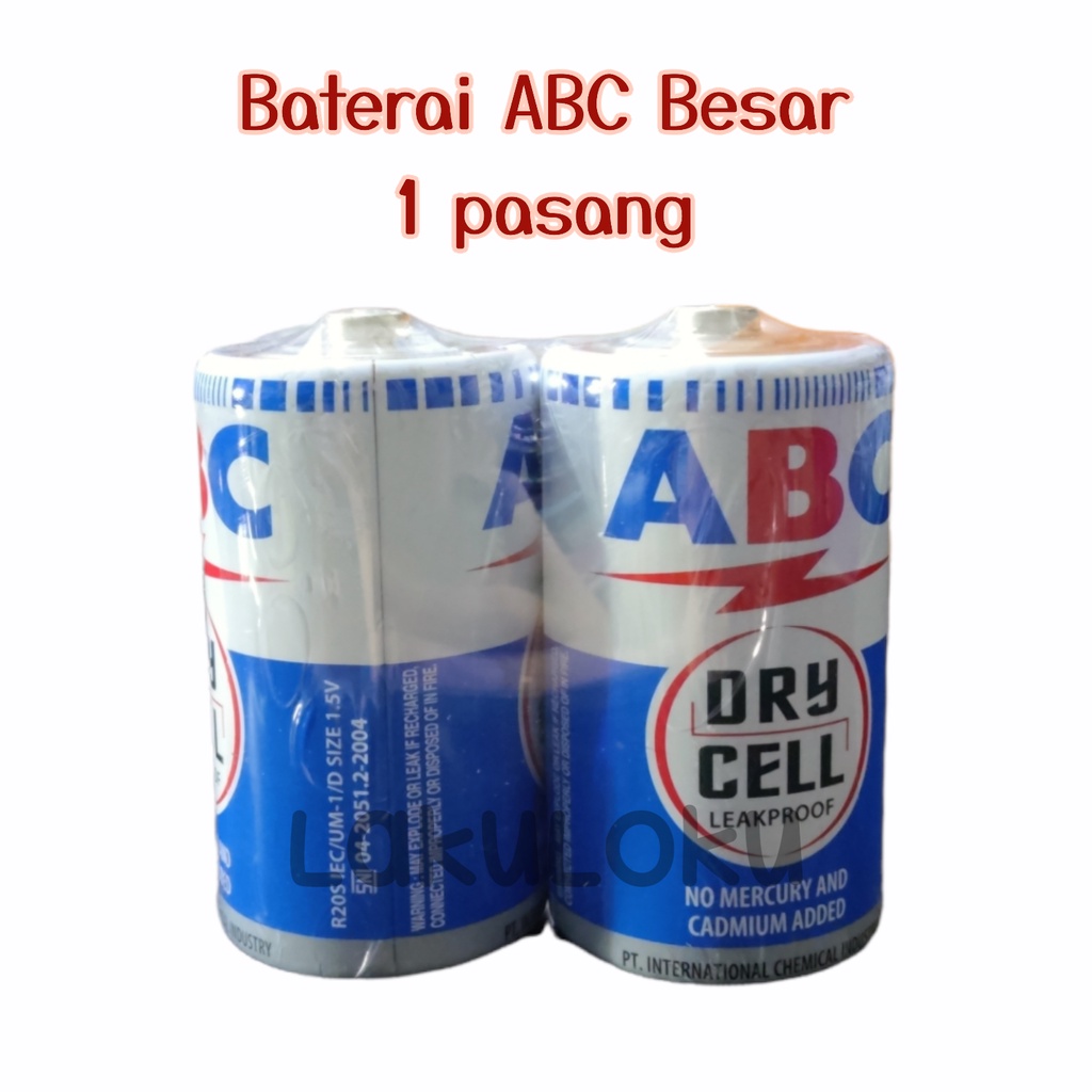 Baterai ABC Size D R20 Ukuran Besar Isi 2 pcs