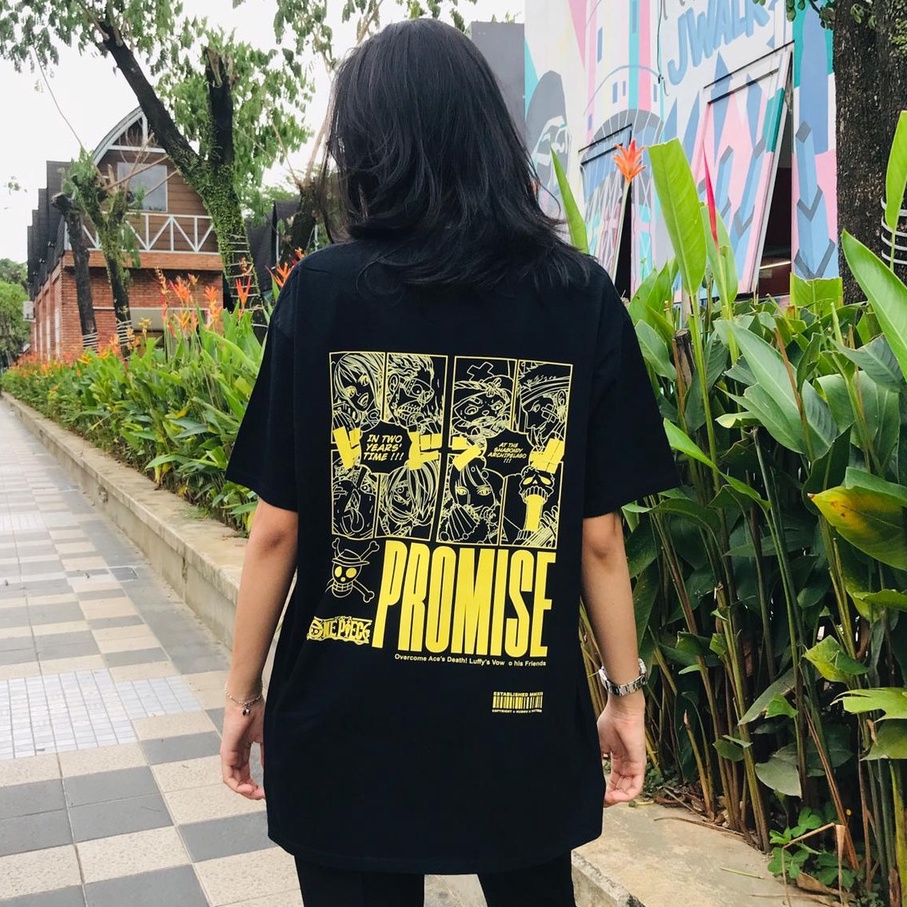 Kaos One Piece Promise 2 Years Gold Anime Manga OnePiece Premium Unisex