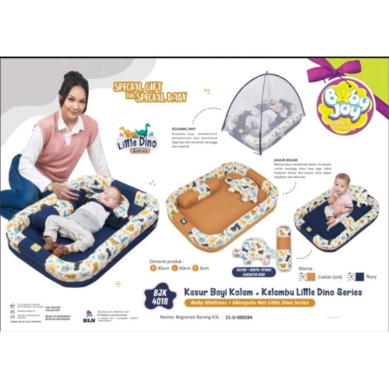 Baby Joy Kasur Bayi Kolam + Kelambu Kojong (bisa dilepas) Little Dino Series - BJK 4018-4