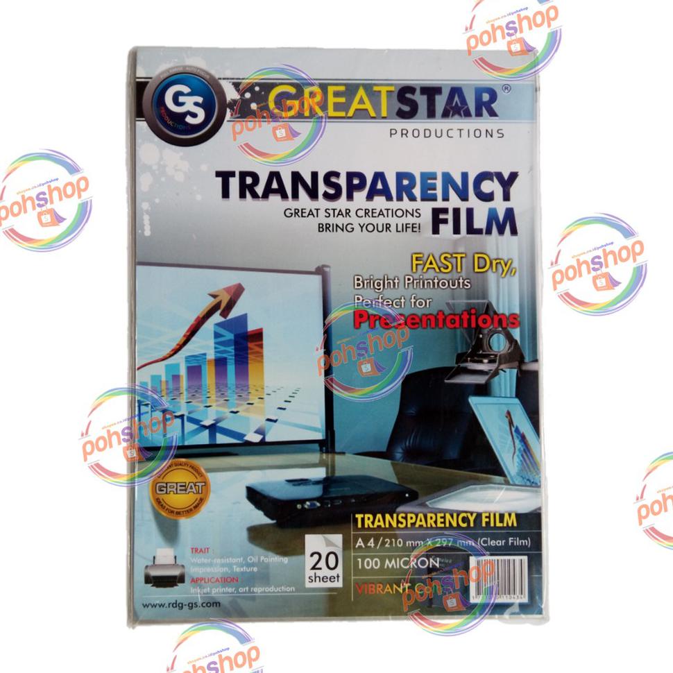 

BSR-25 Great Star Transparency Film A4/20's Agustus