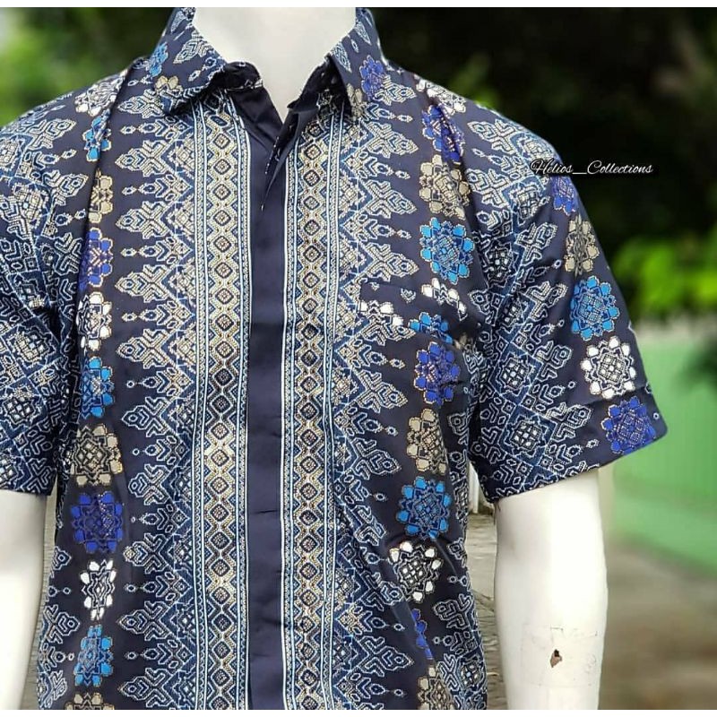 Kemeja Batik Lengan Pendek - Batik Pendek Bahan Silky Semi Sutra - Hem Batik Pendek