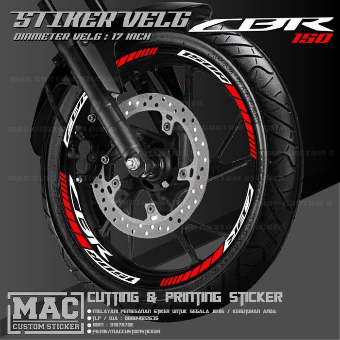 Stiker Velg Motor Honda CBR 150R - Cutting Sticker Variasi Velg CBR 150R - HONDA CBR 150R TIPE 01