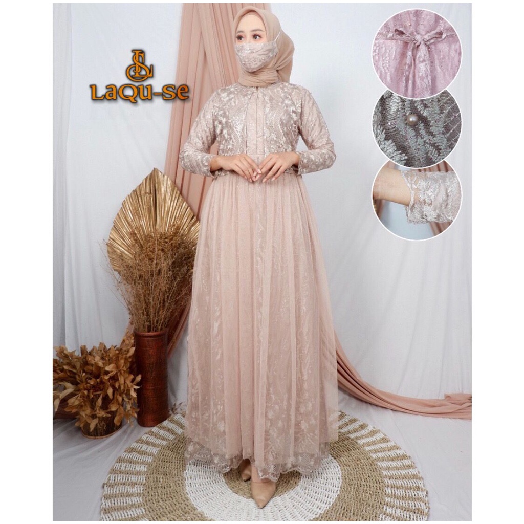 Gamis Dress Rompi Kebaya Bahan Tulle Model Kekinian Kualitas Premium By Laquse_kebaya2