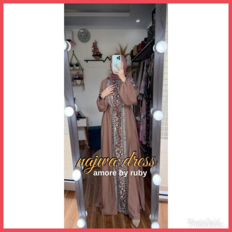 (COD) BAJU PAKAIAN FASHION WANITA CEWE GAMIS ABAYA NAJWA DRESS AMORE BY RUBY ORIGINAL TERBARU LILAC
