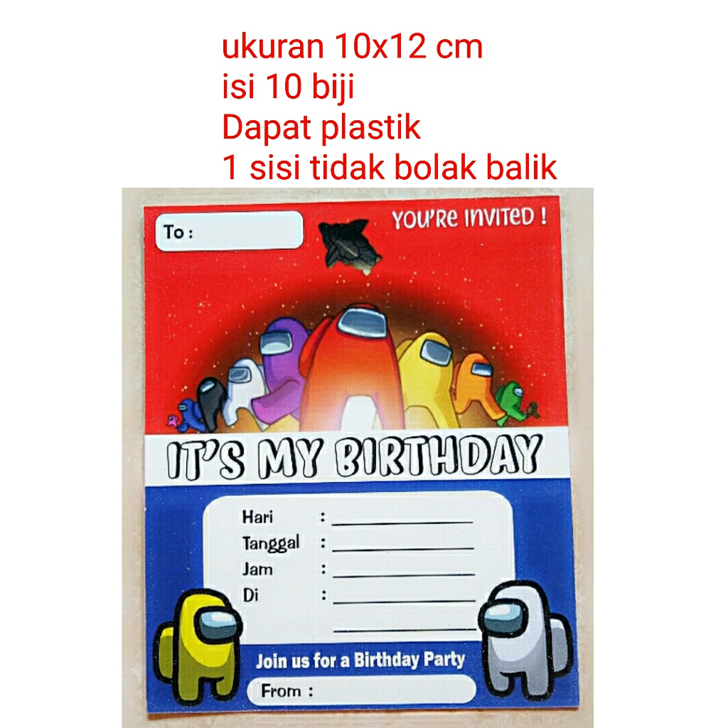 undangan ulang tahun karakter among us