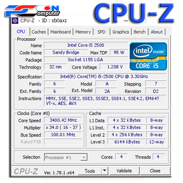 PROCESSOR CORE INTEL  i5 2500