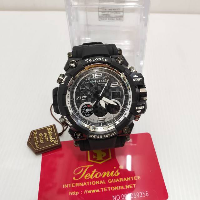 Jam Tangan Pria Tetonis Double Time Tali Rubber Waterproof