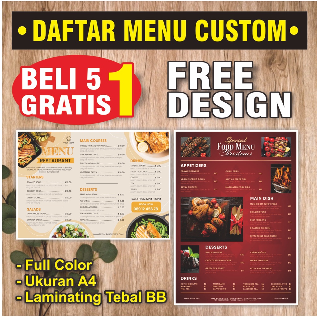 

Cetak Daftar Menu Ukuran A4