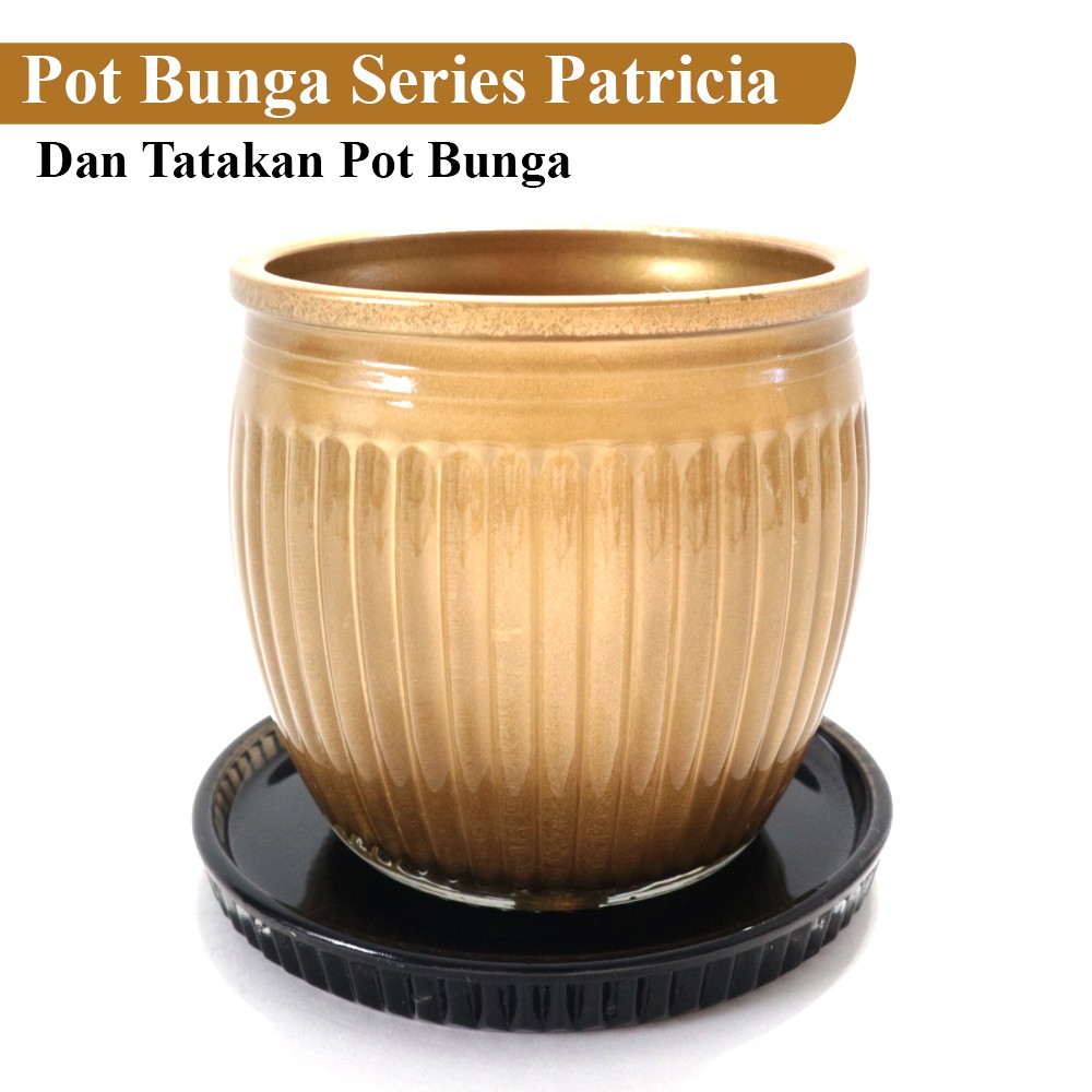 FM - Pot Bunga Minimalis + Tatakan Kaca Premium 6 cm Series Patricia