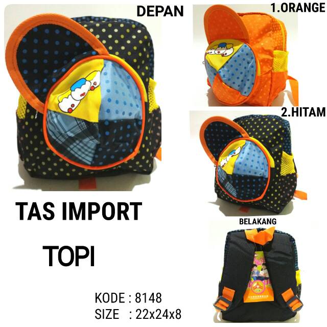 Tas sekolah ransel backpack import topi 8148 anak unisex paud murah baru