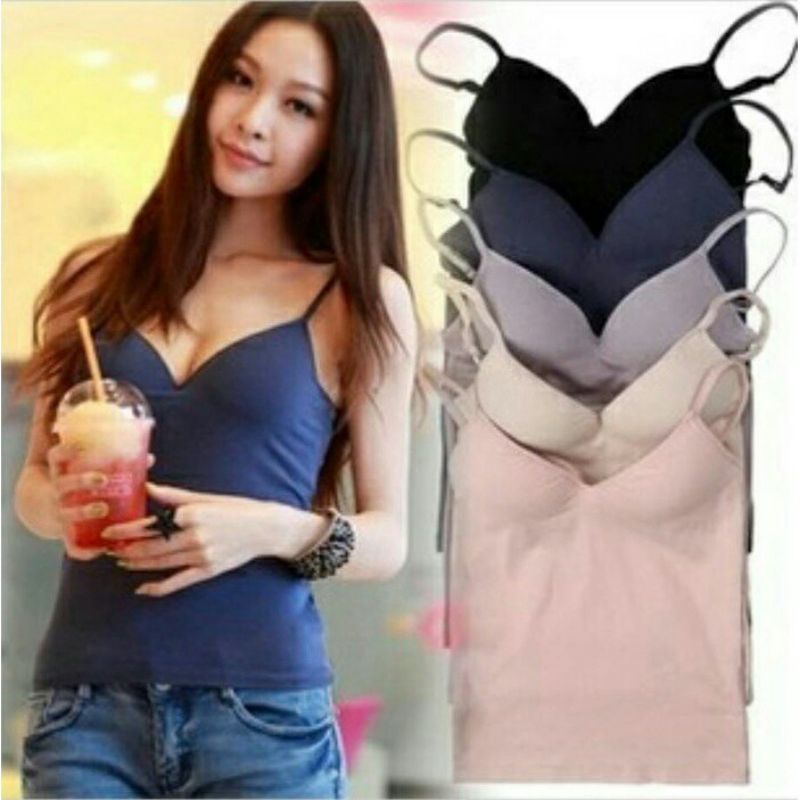 TALLY singlet Cup wanita bahan katun bambu L - XL ada busa 3550