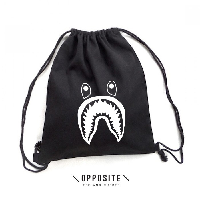 Tas Ransel Backpack Taspunggung Pria Tasgendong  MK195  String Bag / Tas Serut Bape Shark