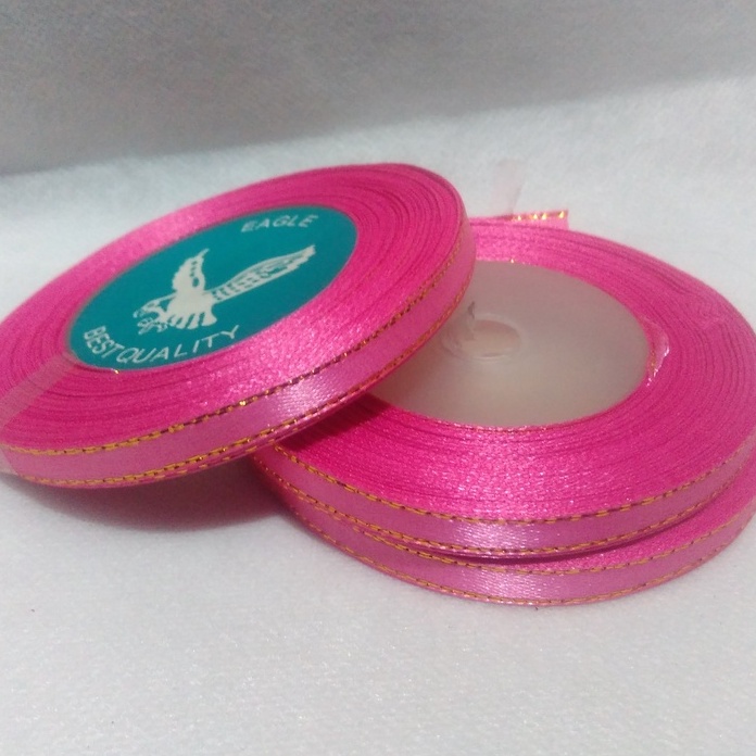 

Pita Satin Lis mas Pink Muda Ukuran 1/4inch isi 25yard