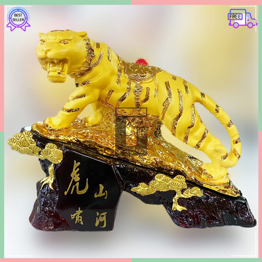 Patung Pajangan Hiasan Imlek Patung Pajangan Hiasan Hadiah Bingkisan Hampers Parcel Parsel Kado 12 Shio Macan Tiger Harimau Imlek Tahun Baru Cina Cny Sincia Emas Gold Resin Dos Kotak Gift Box Mika Kaca Hoki Rejeki Fengshui Ukuran Size Small Kecil Medium