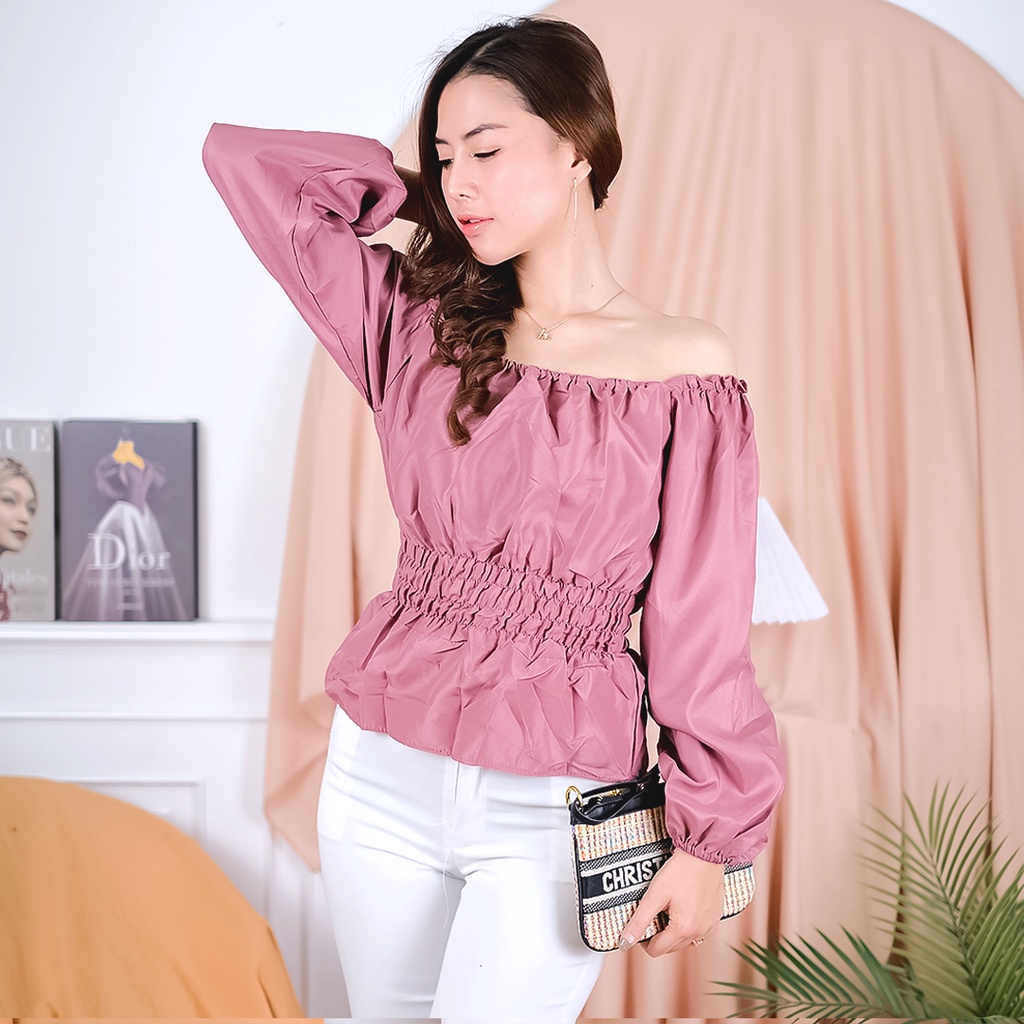 Tq88indonesia Fashion Blouse Wanita Terbaru / Blouse Neploe / Baju Santai Cewek /Baju  Atasan Polos Wanita / Ootd Terbaru / Outfit Citayam