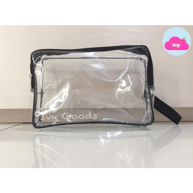 Pouch Mika Balok Transparan, Tas Kosmetik, Travel Organizer Polos TERGOKIL
