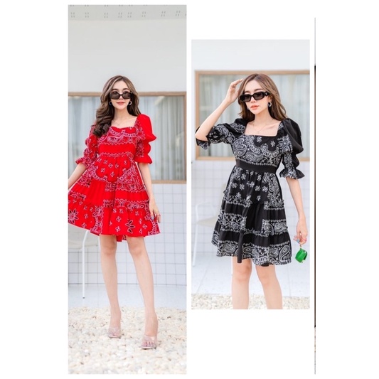 dress momo import,dress wanita import motif corak batik.mini dress korean  import murah