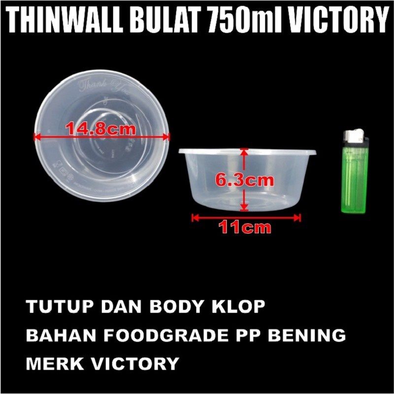 Thinwall 750ml 500pcs Bowl Dus Mangkok 750 ml Bulat Bakso Semua Jasa Kirim Surabaya