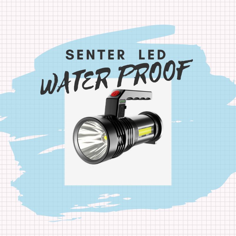 SENTER CAS LED + EKSTRA LAMPU LED COB SAMPING // SUPER TERANG