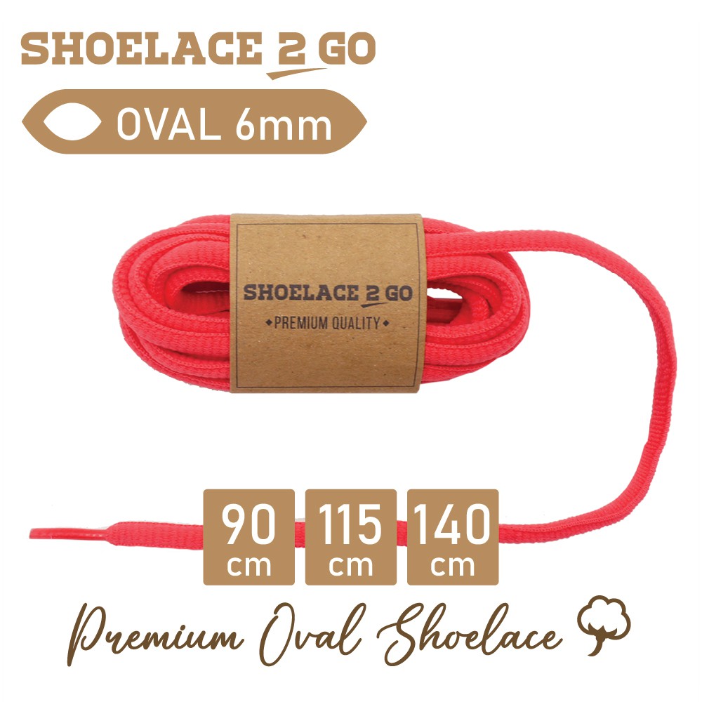 SHOELACE 2 GO PREMIUM TALI SEPATU LONJONG OVAL - SO6 - G2 - MELON PINK - 6MM