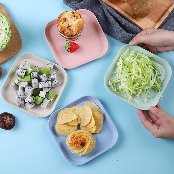 OSM JKT H5233 Piring Jerami Persegi / Piring Saji / Piring Buah / Wadah Buah / Piring Snack / Piring Plastik-2