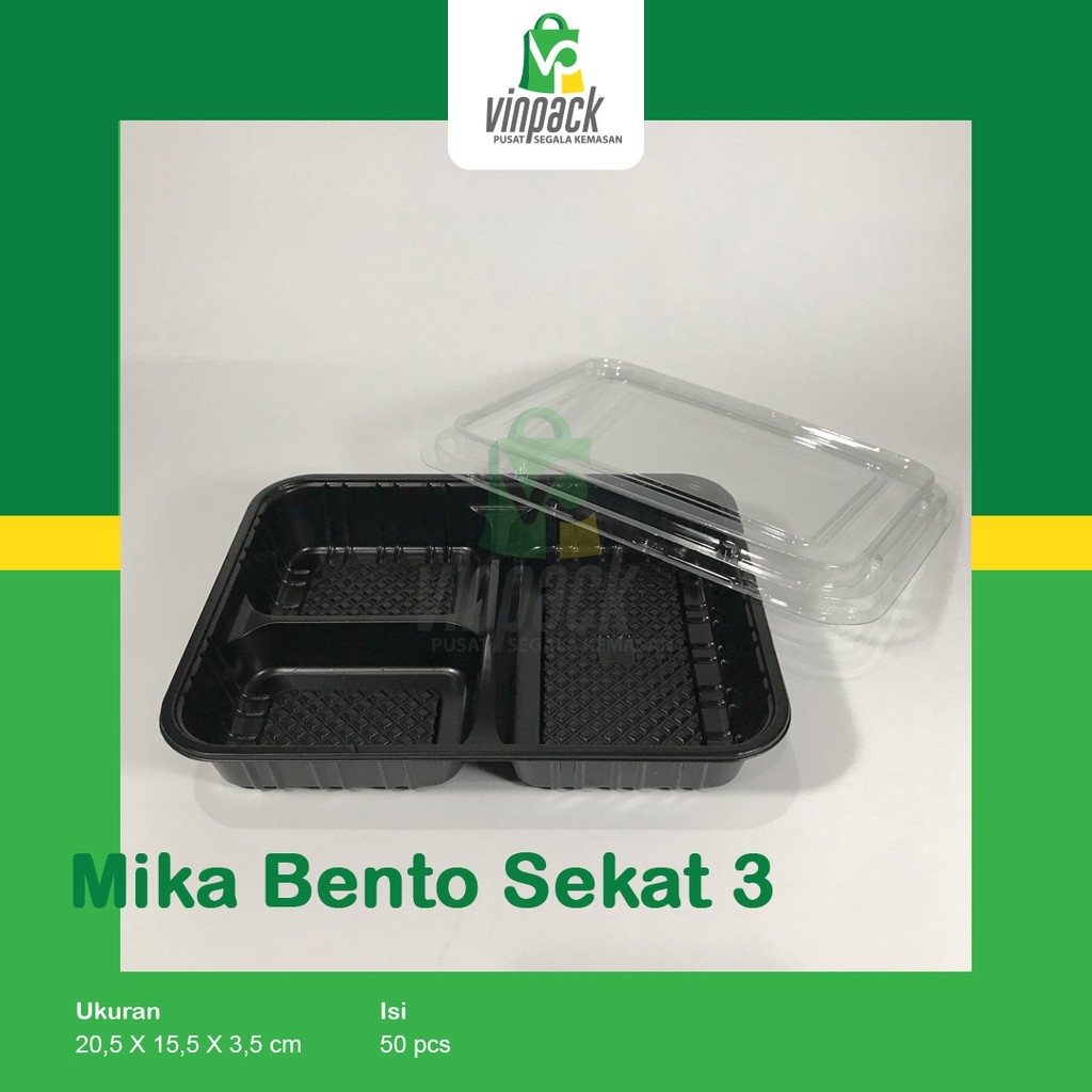 Mika Bento Sekat 3 /Kotak Bento/ Bento Box / Bento Nasi isi 50