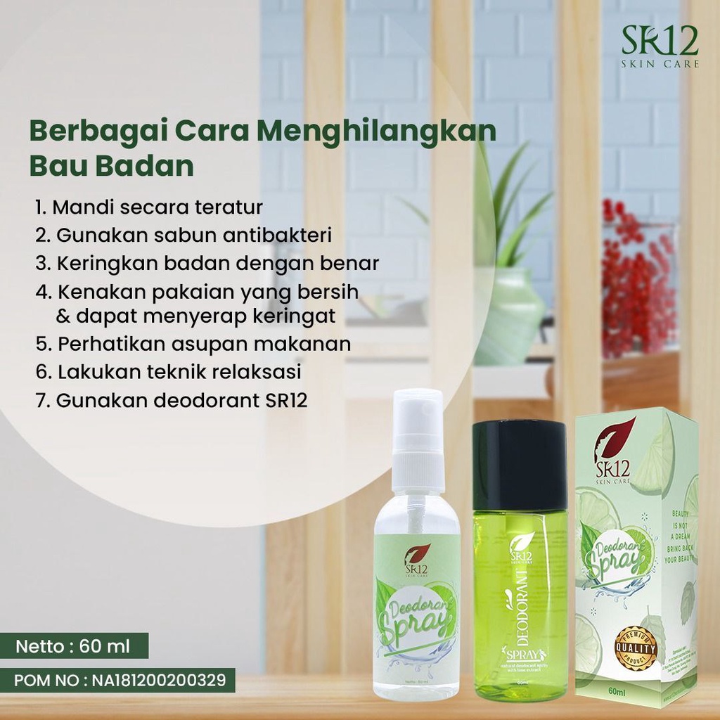 [ Paket Isi 2 ] DEODORANT SPRAY SR12 60ml 2pcs Non Alkohol Mencerahkan Ketiak Menghilangkan Bau Ketiak Bau Badan