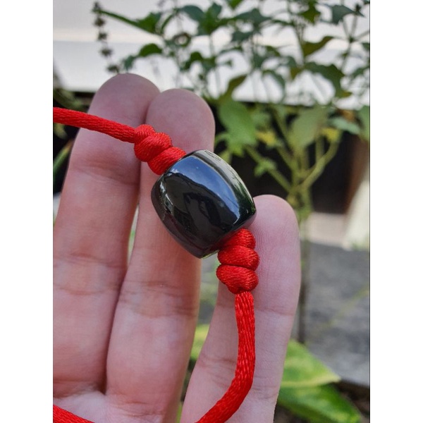 Gelang Tali Batu Giok Asli Aceh Natural Black Jade
