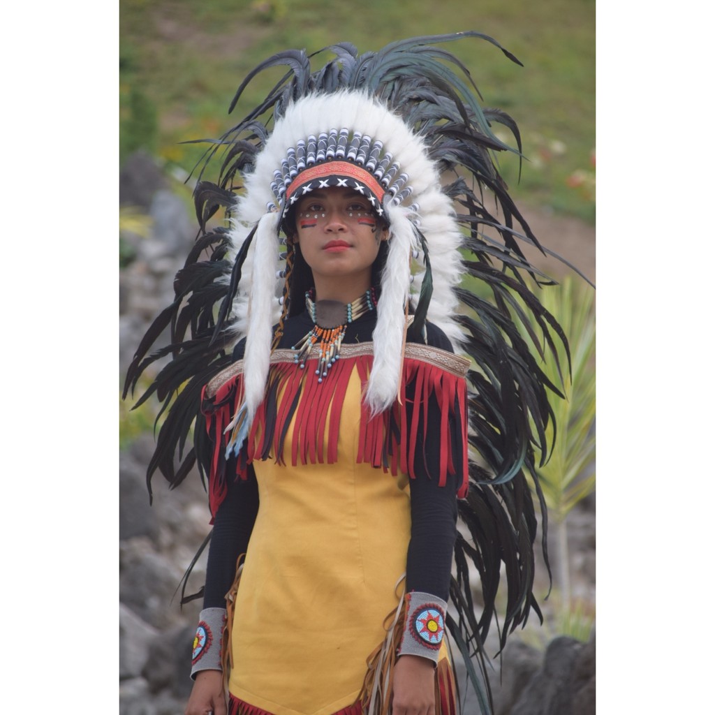 TOPI INDIAN - INDIAN HEADDRESS MEDIUM AYAM BILABONG HITAM