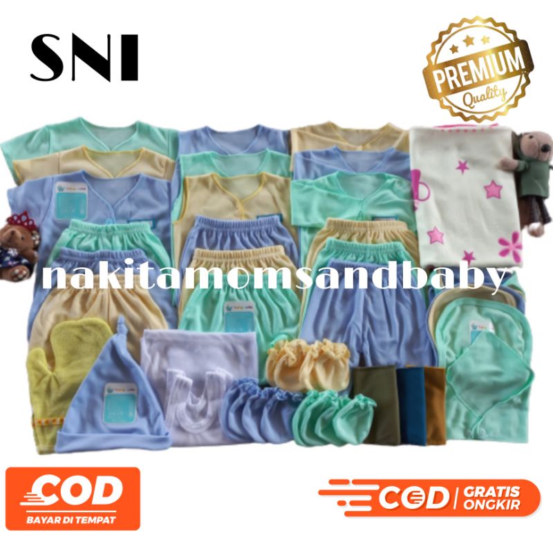 33pcs Paket Hemat Perlengkapan Baju Bayi Baru Lahir celana bayi kado sarung tangan waslap topi Handuk Kado SNI Promo 8.8