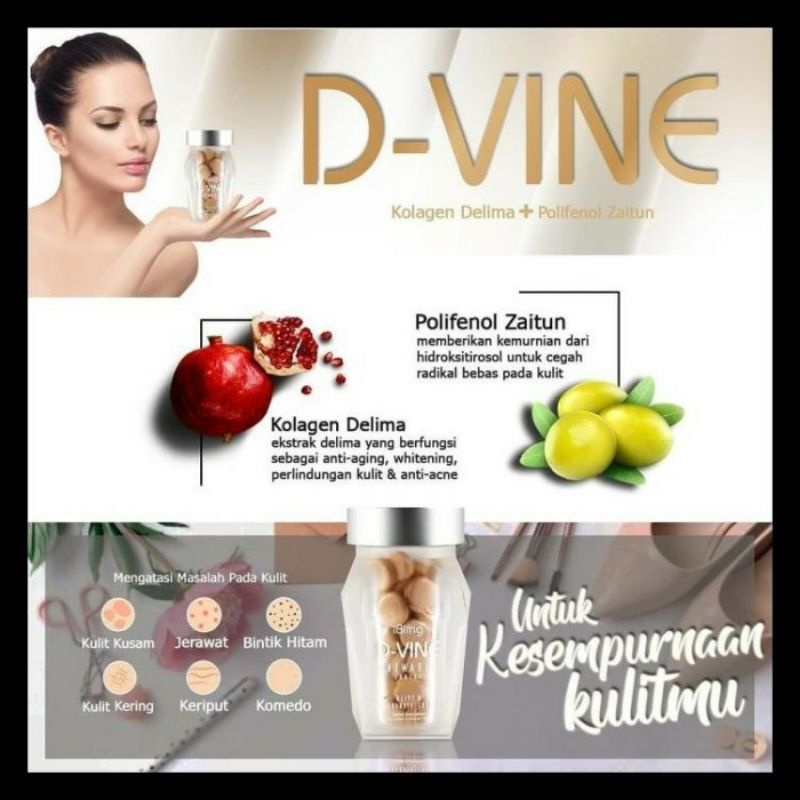 D-Vine Pemutih Tubuh | D vine Eceran 10 Butir | Dvine Pemutih Korea | D Vine Glowing | D Vine Collag