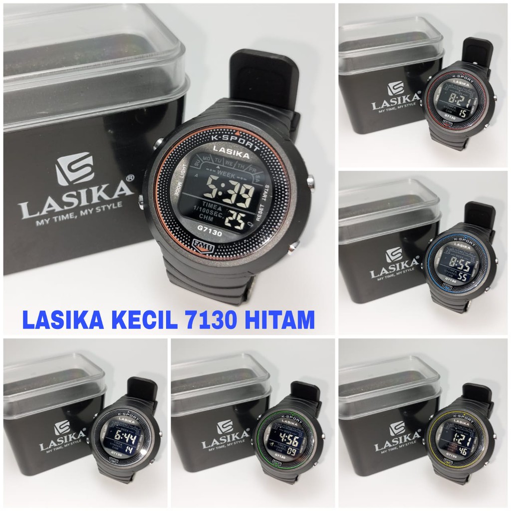 Jam Tangan Sporty Lasika Digital Type 7130 Series Layar Hitam Anti Air Super Premium