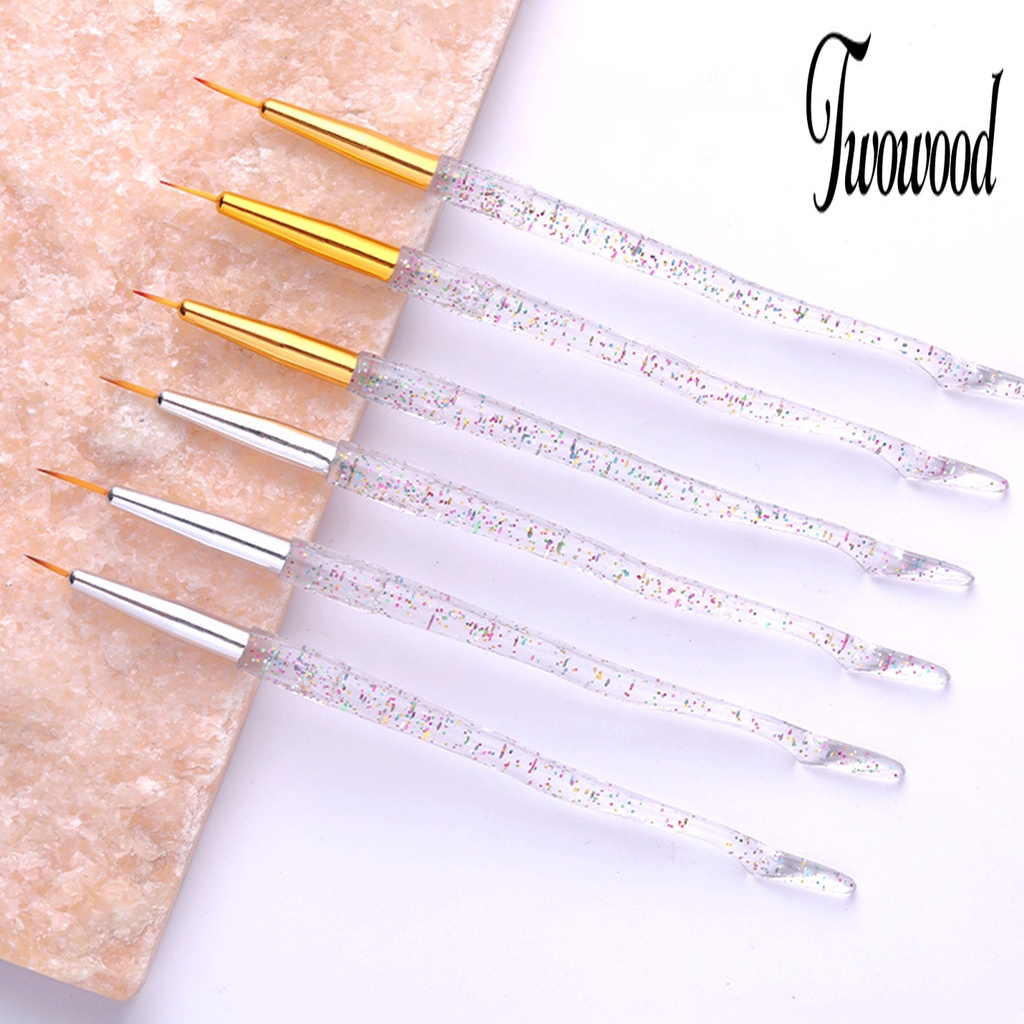 Twowood 3Pcs / Set Brush Nail Art UV Gel Extension Bulu Lembut Ringan Untuk Wanita