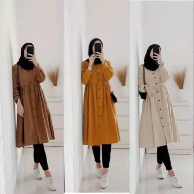 SALE!! DZUVIA TUNIK PREMIUM/ NEDA TUNIK/ TUNIK POLOS PUSATGROSIR_SOLO/ ZUVIA TUNIK NEDA TUNIK FULL KANCING MOSCREPE // tunik dzuvia