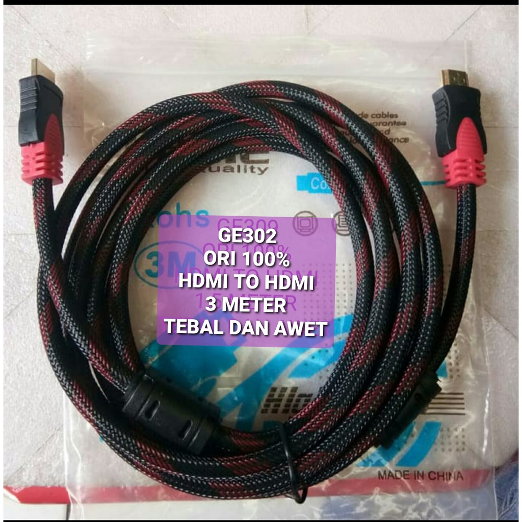 G302 Kabel hdmi 3 meter cable tv televisi monitor cpu komputer led cable high speed hdtv full hd hd universal multi Ps playstation panjang original  HDMI HDMI Panjang kabel 3 meter  BISA SEGALA JENIS TV ATAU MONITOR  KUAT DAN TAHAN LAMA  BERKUALI