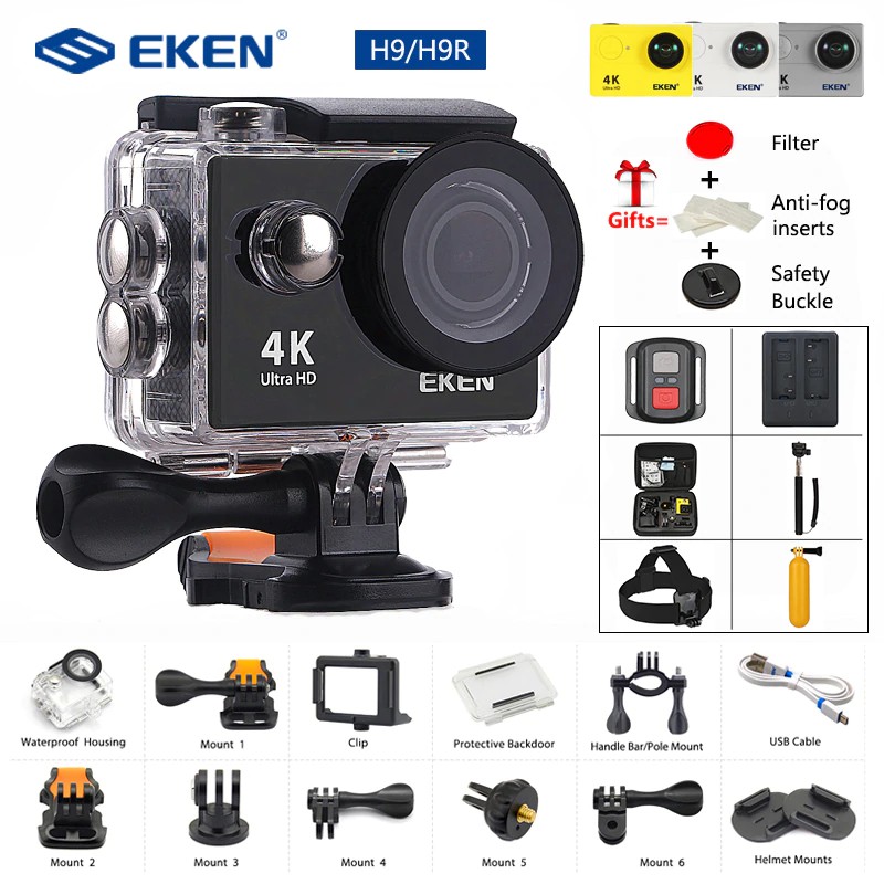 kamera EKEN H9 / H9R Action camera 4K 30FPS Ultra HD WiFi 2.0 170D Underwater Waterproof Helmet