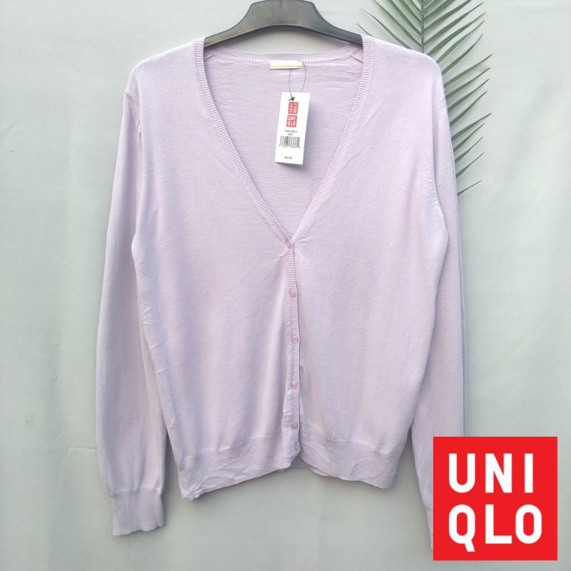 CARDIGAN UNIQLO LILAC PRELOVED / CARDIGAN LILAC PRELOVED / CARDIGAN UNIQLO PRELOVED SIZE L