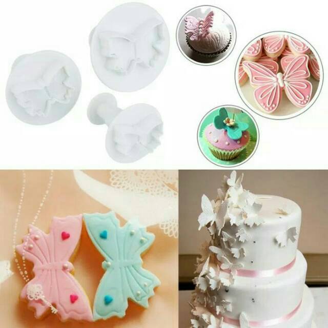 Plunger cutter butterfly cookie cutter cetakan kupu-kupu