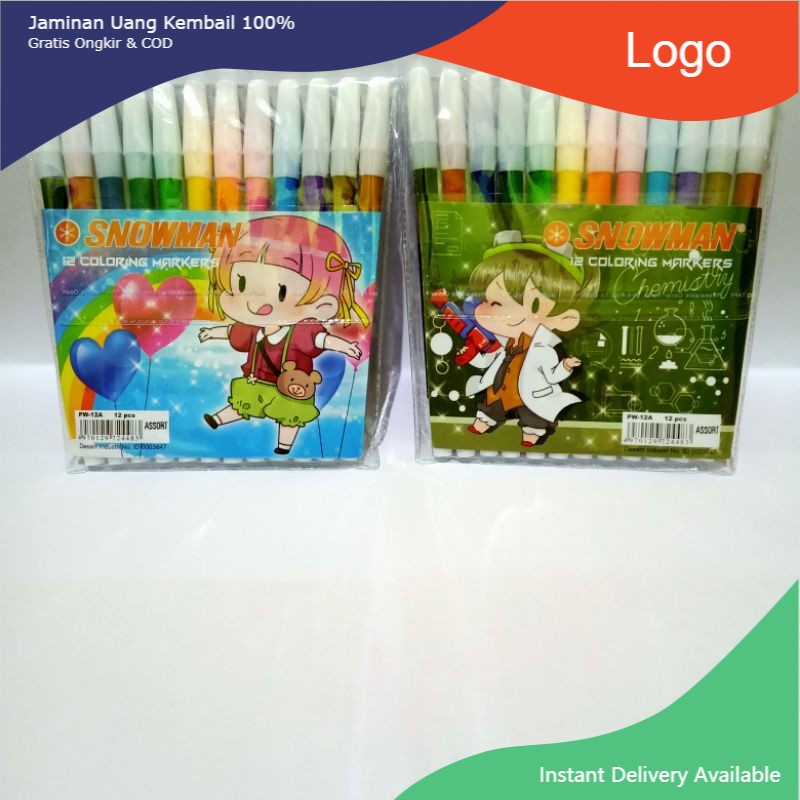 

SATU SET ( 12 WARNA ) Spidol Snowman 12 Warna PW-12A