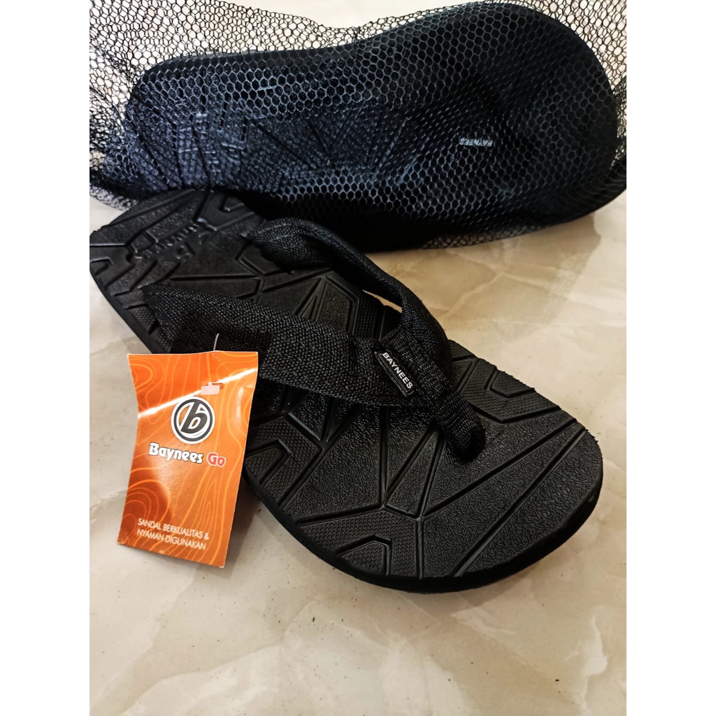 Sandal japit outdoor gunung pria baynees warna full hitam ukuran (33-42), kuat dan awet, cocok untuk harian atau berpergian buruan checkout bisa COD