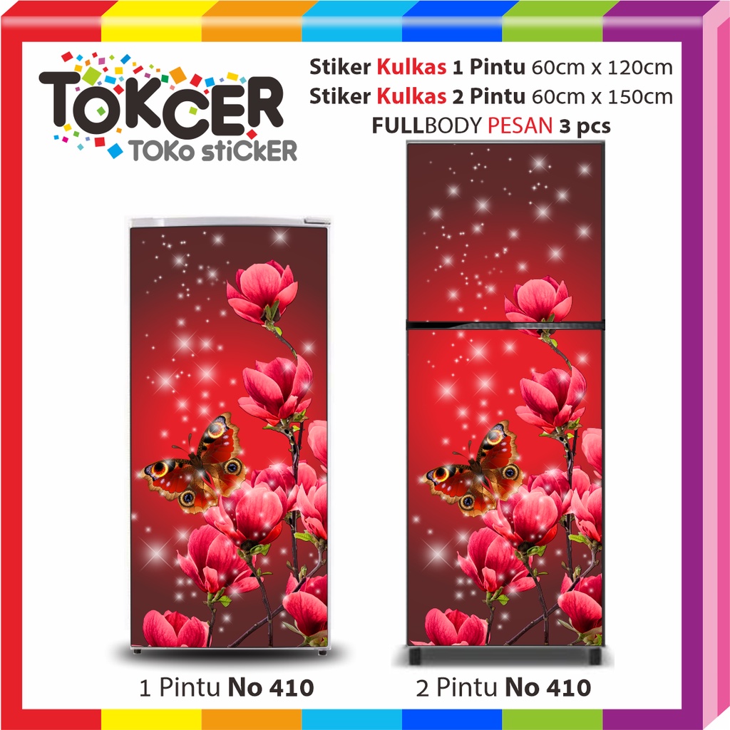 Stiker Kulkas 1 Pintu atau 2 Pintu Standar Motif Aneka KUPU-KUPU
