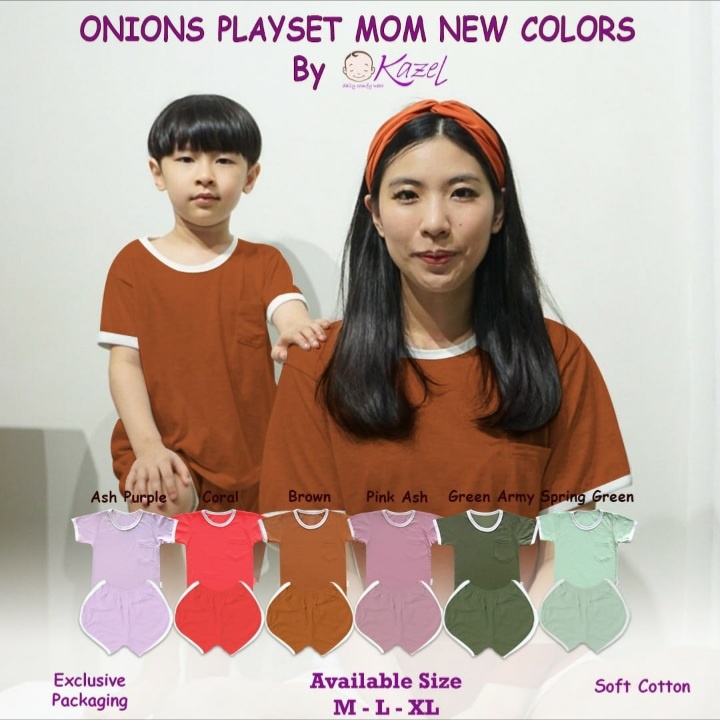 Setelan Pendek Mom Couple Kazel Onions Playset Mom By Kazel CBKS