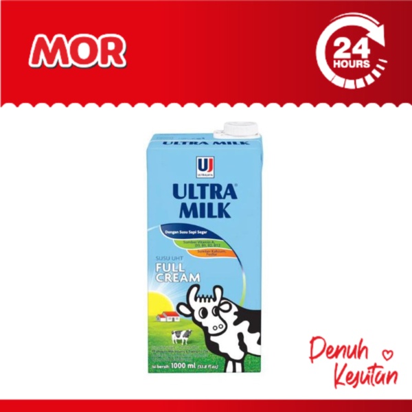 

ULTRA MILK Plain Full Cream Susu Tpk Ktk 1 L