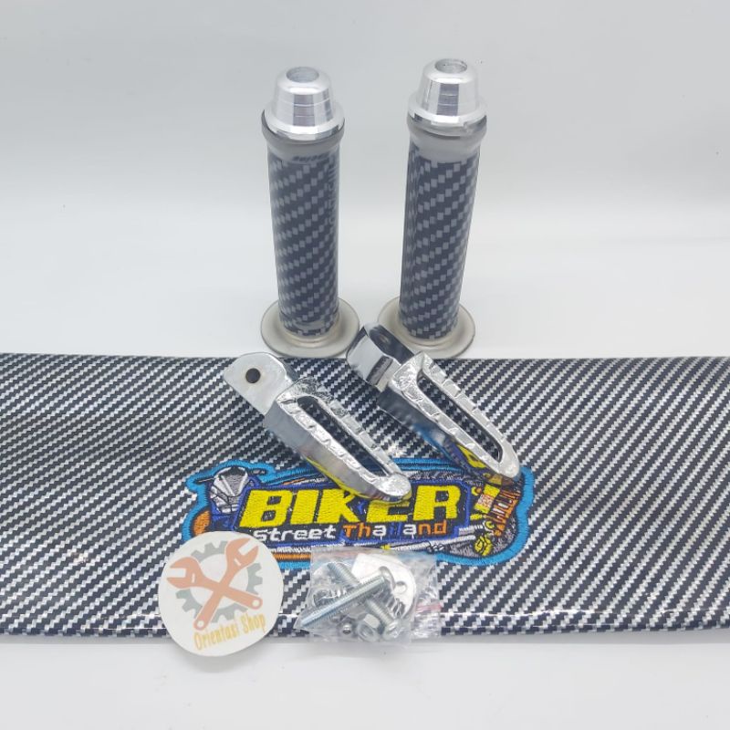 Kulit jok biker carbon plus grip Carbon plus Jalu stang plus FootStep universal Honda