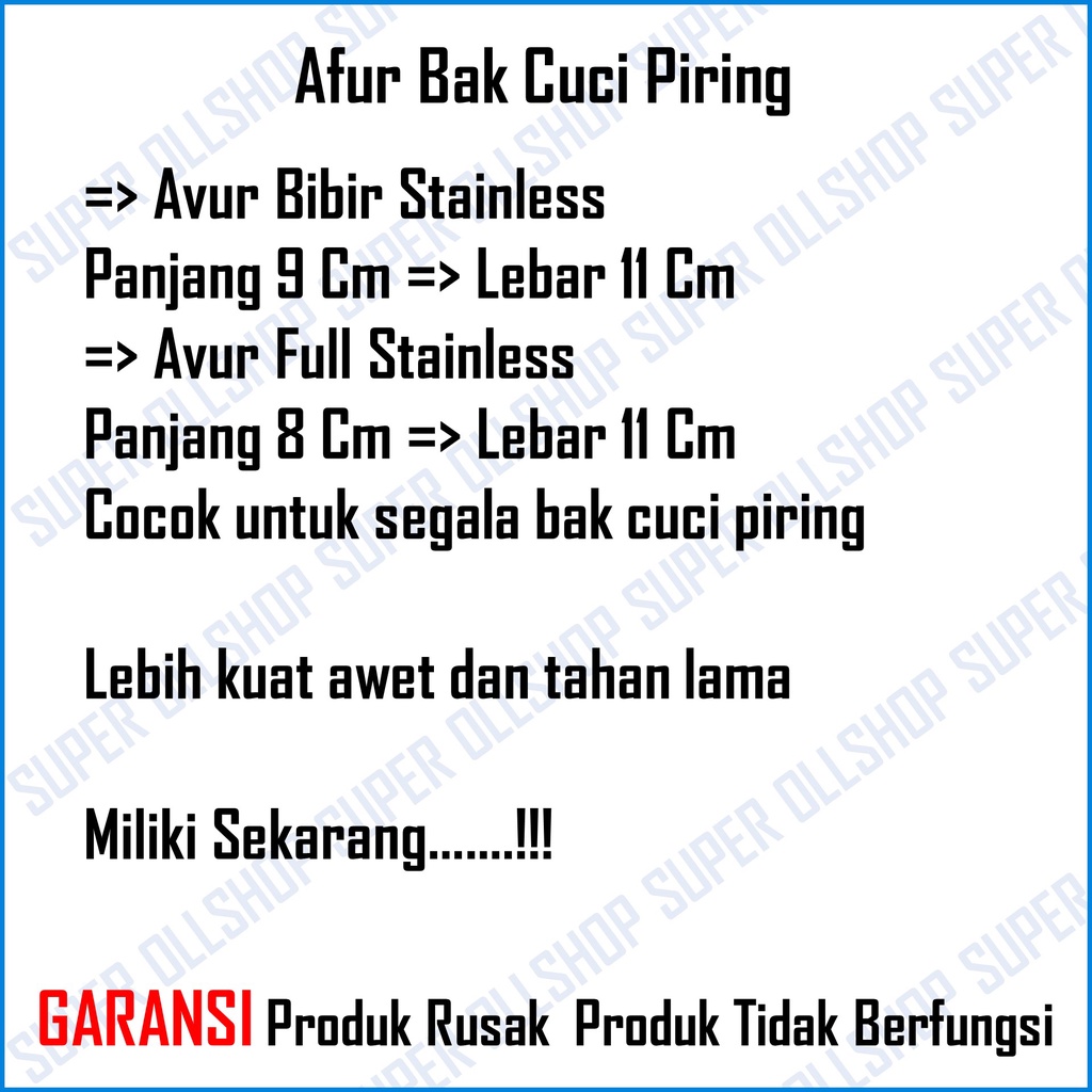 Afur Keranjang PVC Saringan Bak Cuci Piring Wastafel Sink Plastik Avur BCP Avur Stainless