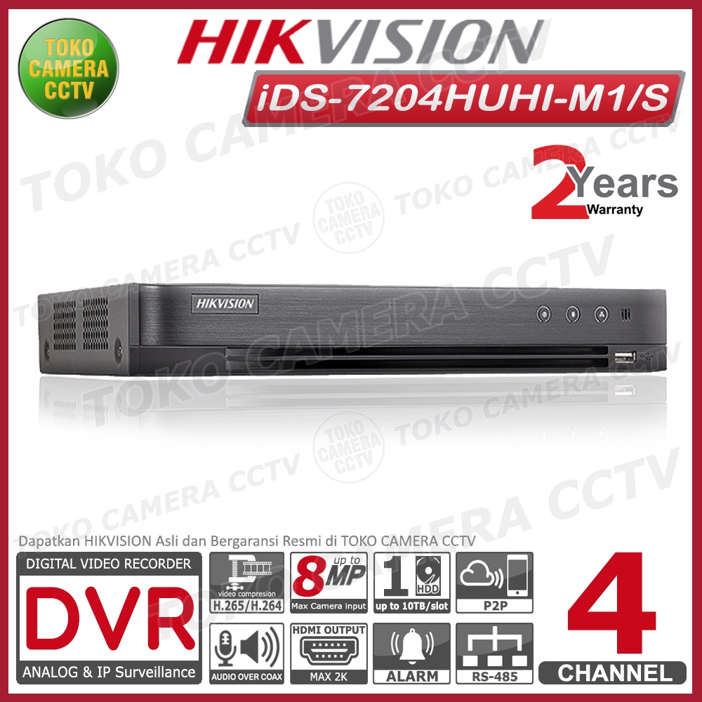 DVR HIKVISION 4 CHANNEL iDS-7204HUHI-M1/S ACUSENSE DVR 4CH