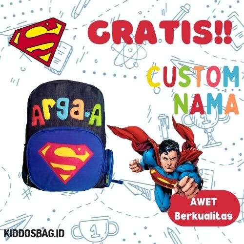 TAS KARAKTER ANAK SEKOLAH PAUD TK SD BOCIL PEREMPUAN LAKI-LAKI TAS CEWEK COWOK CUSTOM NAMA DAN WARNA