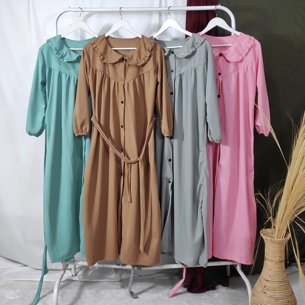 Dailythings Gamis Midi Wanita Busui Byanka Ukuran Fit L sampai XL LD 100cm Panjang 120cm